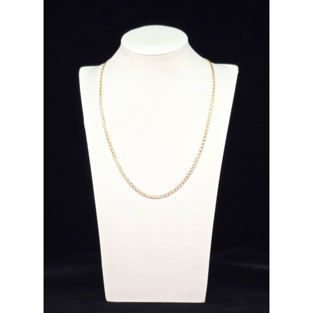 14k Two Tone Multi Color Gold Diamond Cut Flat Curb Link Chain Necklace 1975 L